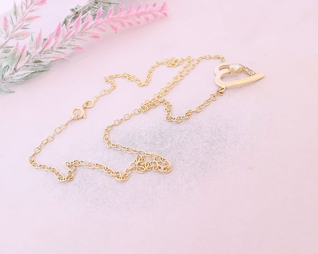 Collier Collier Coeur Diamant central 0,20 ct Or Jaune 58 Facettes AA 1498