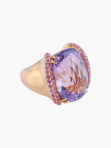 Bague 52 Bague Améthyste Saphirs roses 58 Facettes