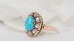 Bague Bague ancienne or rose turquoise et diamants taille rose 58 Facettes 30706