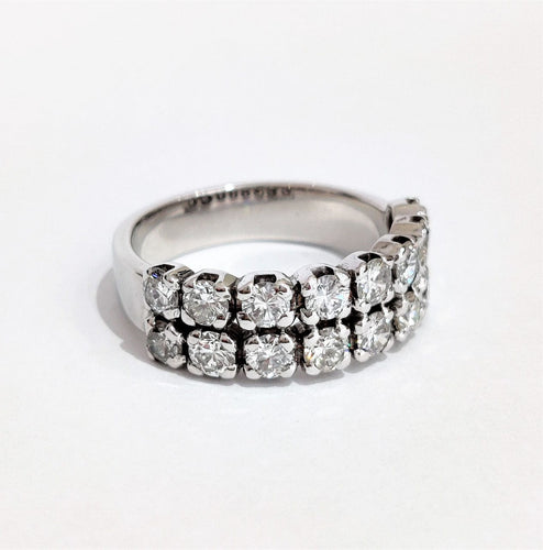 Bague 56 Bague diamants double rangs 58 Facettes 1-920/2
