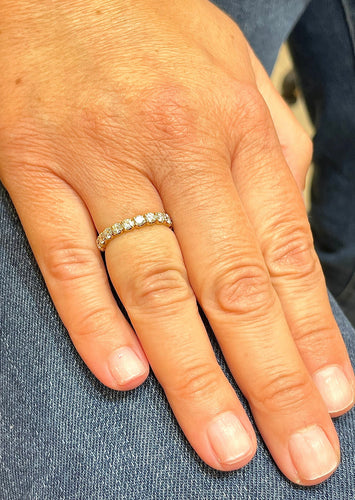 Bague 53 Alliance or jaune et diamants 58 Facettes