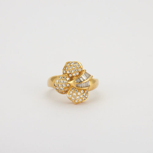 Bague 51 Bague fleur or jaune, diamants 58 Facettes HS20988