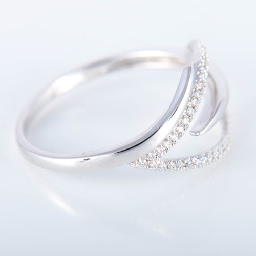 Bague 55 Bague Feuille or blanc et diamant 58 Facettes