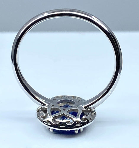 Bague 53 Bague Marguerite Or blanc Saphir et Diamants 58 Facettes AB222