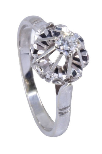 Bague 55 Solitaire Or blanc Diamant 58 Facettes 082401