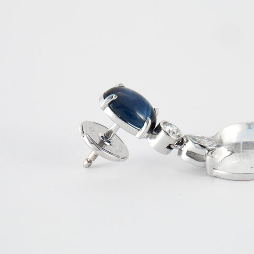Boucles d'oreilles Boucles d'oreilles Pierre de lune Diamants et Saphirs 58 Facettes 000
