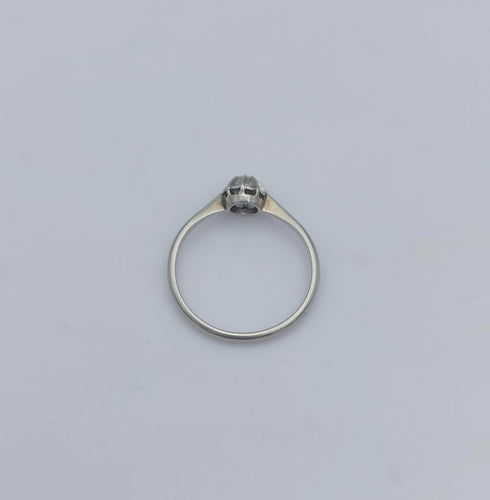 Bague 53 Bague vintage solitaire diamant or gris 18K 58 Facettes