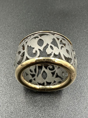 Bague 55 POMELLATO - Collection Arabesque, bague or rose et titane 58 Facettes