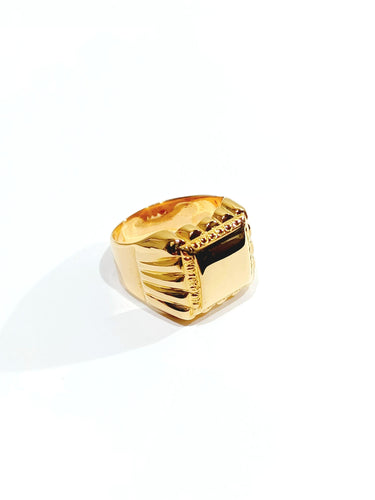 Bague 50.5 Chevalière Or Rose 58 Facettes