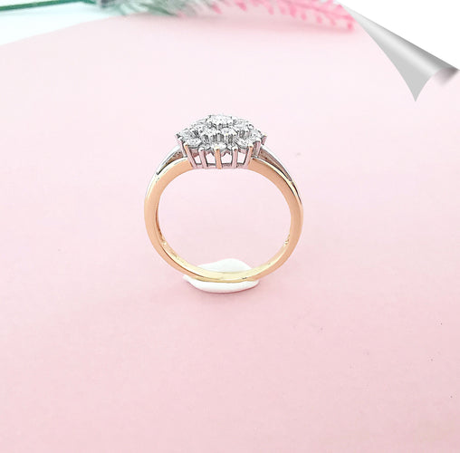 Bague 54.5 Bague Fleur Or deux tons & Diamants 58 Facettes AA 1576