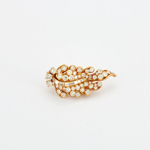 Boucles d'oreilles Clips d'oreilles feuillages Diamants et or jaune 58 Facettes