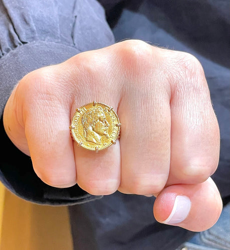 Bague 55 Bague pièce 10 francs Napoléon III 58 Facettes