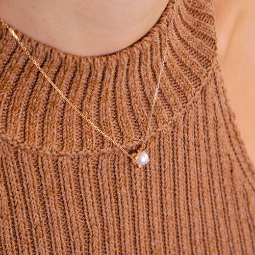 Collier Cartier - Collier "C" or rose et perle de culture Akoya 58 Facettes