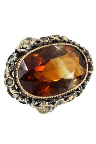 Bague 51 BAGUE ANCIENNE CITRINE DE MADÈRE ET TOURMALINE 58 Facettes 052371