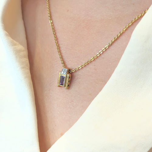 Pendentif Pendentif or jaune diamants et améthyste 58 Facettes 27235