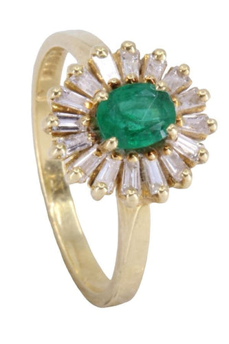 Bague BAGUE MARGUERITE ÉMERAUDE DIAMANTS 58 Facettes 076151