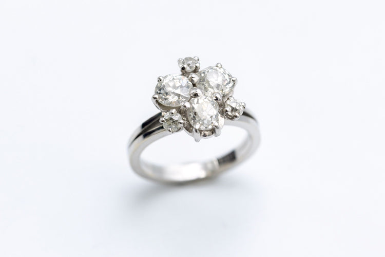 Bague 53 Bague en platine et or blanc et diamant taille ancienne 58 Facettes