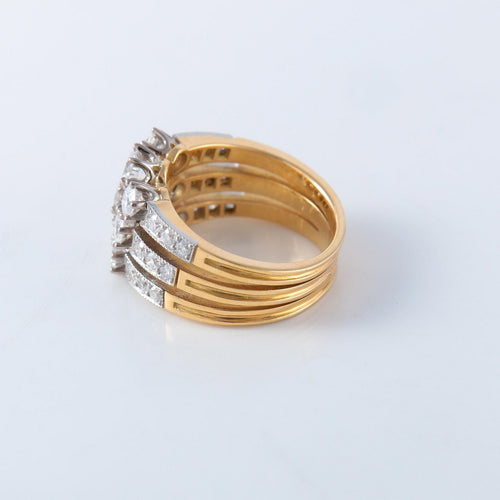 Bague 53 Bague trois rangs or jaune diamants 58 Facettes