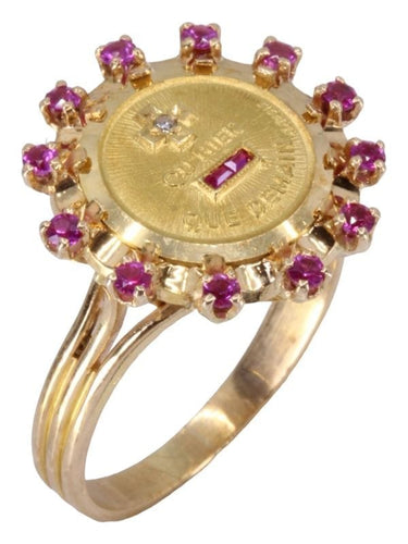 Bague 57 AUGIS - BAGUE MÉDAILLE D'AMOUR SAPHIRS DIAMANT 58 Facettes 075871