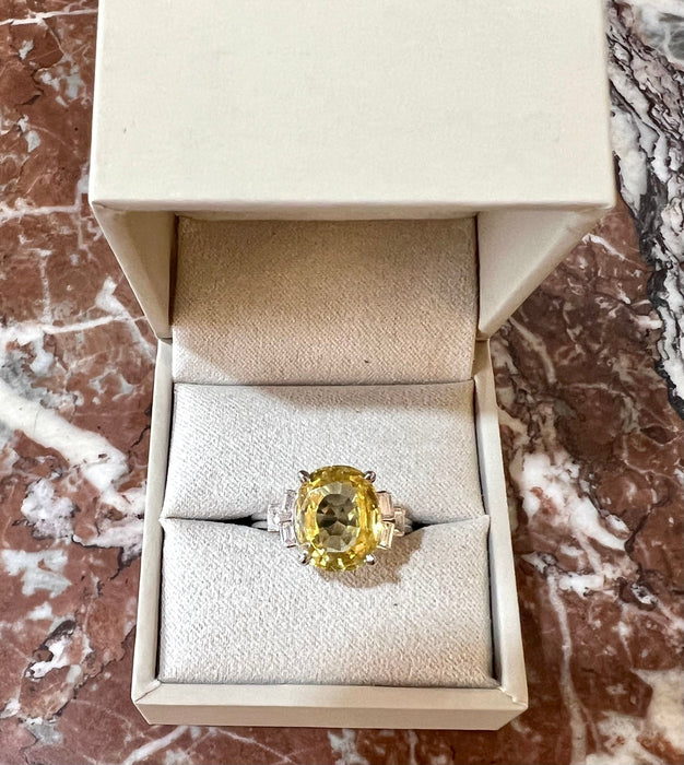 Bague 54.5 Bague Saphir Jaune Non Chauffé Or Gris 58 Facettes BSA74