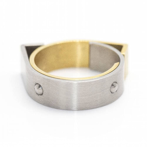 Bague 53 CARL DAU – Bague GEOMETRY en or et acier 58 Facettes D359995JC