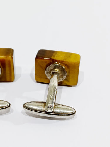 Boutons de manchette Boutons de manchettes Argent Œil de tigre 58 Facettes