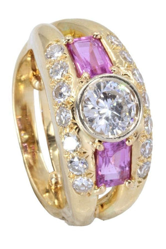 Bague BAGUE MODERNE DIAMANTS ET SAPHIRS ROSES 58 Facettes 057881