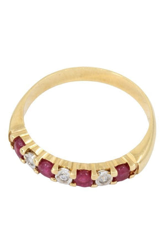 Bague DEMI-ALLIANCE RUBIS ET DIAMANTS 58 Facettes 054131