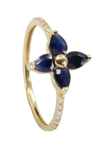 Bague BAGUE FLEUR SAPHIRS ET DIAMANTS 58 Facettes 056241