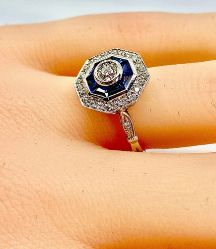 Bague 54 Bague Or blanc Saphirs et Diamants 58 Facettes AB220