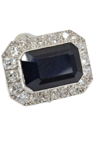 Bague 56 BAGUE ART DÉCO SAPHIR ET DIAMANTS 58 Facettes 054151