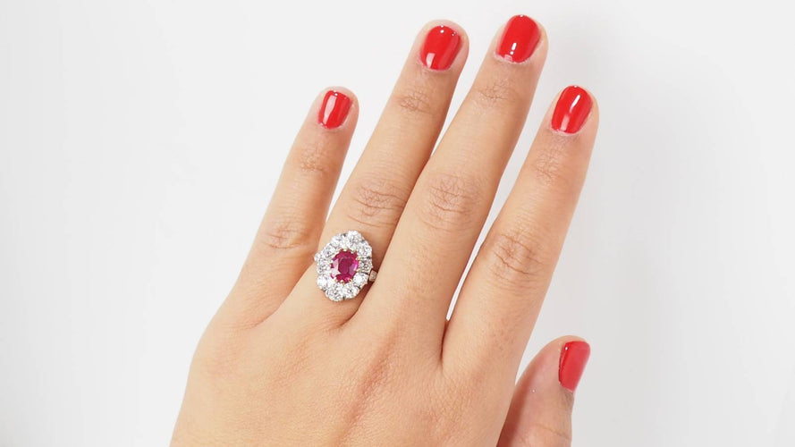 Bague 52.5 Bague Pompadour rubis naturel et diamants 58 Facettes 31889
