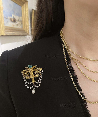 Broche Broche en or Néo-Renaissance de Salt et Schlosberg 58 Facettes