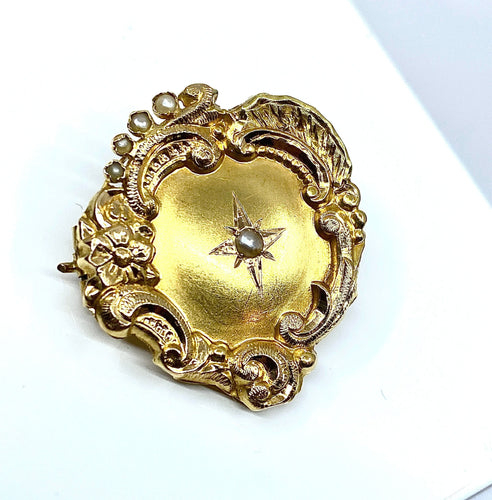 Broche Broche Or Perles fines, Napoléon III 58 Facettes AB210