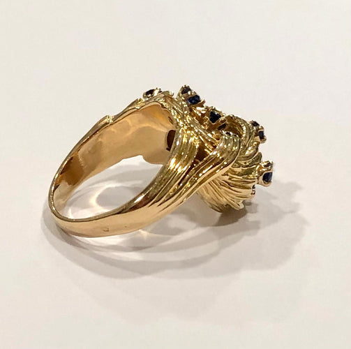 Bague 56 Bague massive or jaune et saphirs 58 Facettes