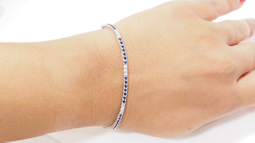 Bracelet Bracelet en or blanc saphirs et diamants 58 Facettes 32236
