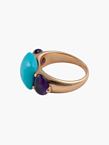 Bague Bague Pomellato Capri Turquoise Améthystes 58 Facettes