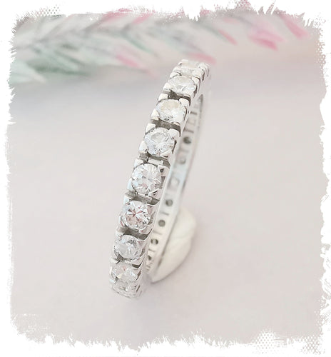 Bague Alliance Américaine Diamants 0.96ct Or Blanc 58 Facettes AB 1078