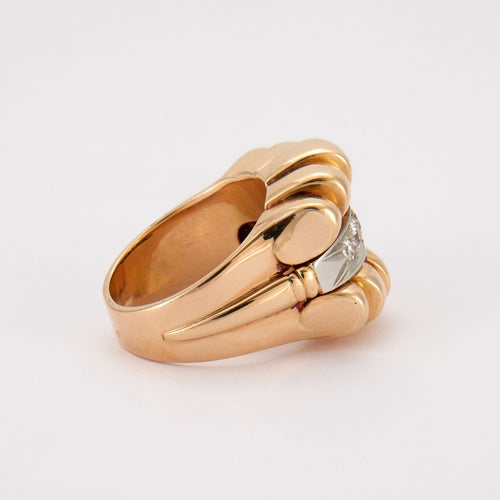 Bague Bague Or Jaune Godronné Diamants 58 Facettes LOT 4081