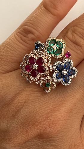 Bague Bague fleurs multicolore 58 Facettes