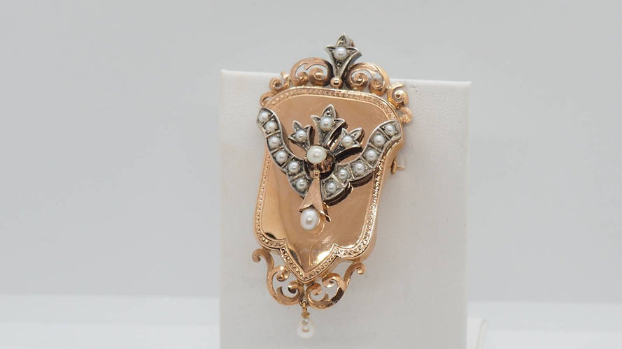 Broche Broche pendentif Napoléon III or rose perles 58 Facettes 28930