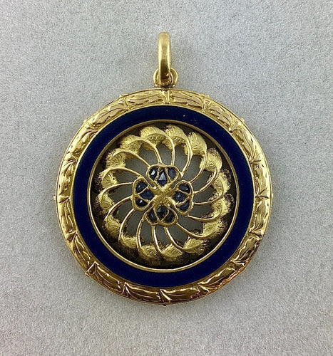 Pendentif Pendentif Belle époque Email et motifs coeurs 58 Facettes