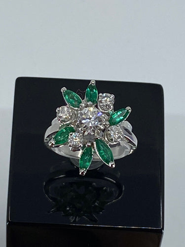Bague Bague de fiançailles diamants, émeraudes 58 Facettes
