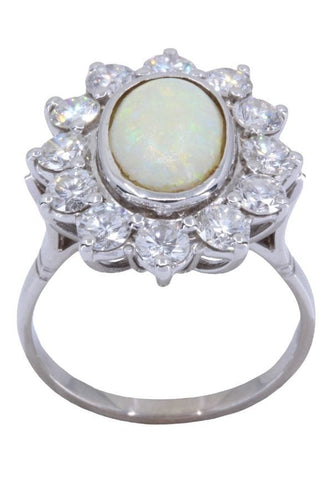 Bague BAGUE ANCIENNE OPALE ET DIAMANTS 58 Facettes 065401