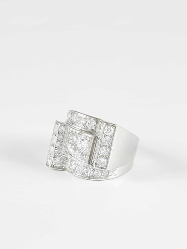 Bague 54.5 Bague Art Déco Platine Diamants 58 Facettes