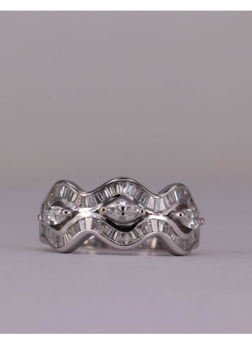 Bague Bague Waves Or blanc et Diamants 58 Facettes RNG2506