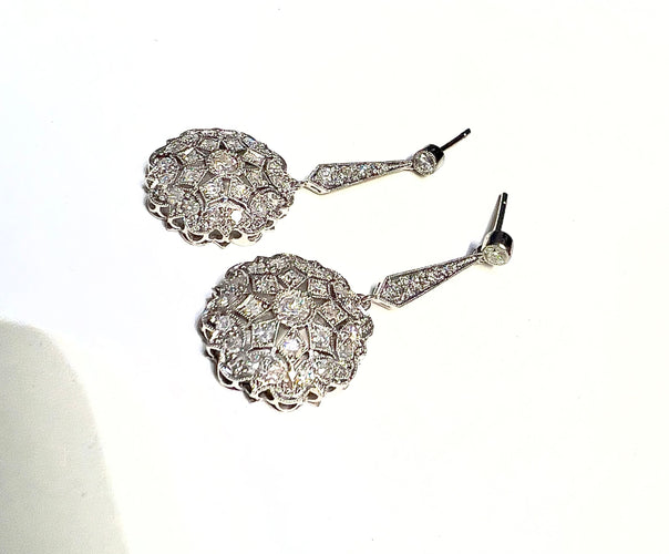 Boucles d'oreilles Pendantes Or blanc, Diamants 58 Facettes DF22