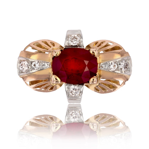 Bague 55 Bague vintage rubis et diamants 58 Facettes 21-747