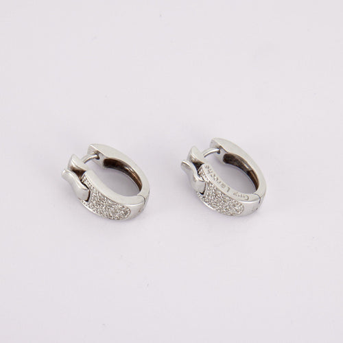 Boucles d'oreilles GUY LAROCHE - créoles en or gris, diamants 58 Facettes