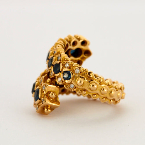 Bague LALAOUNIS  Bague or, saphirs et diamants 58 Facettes